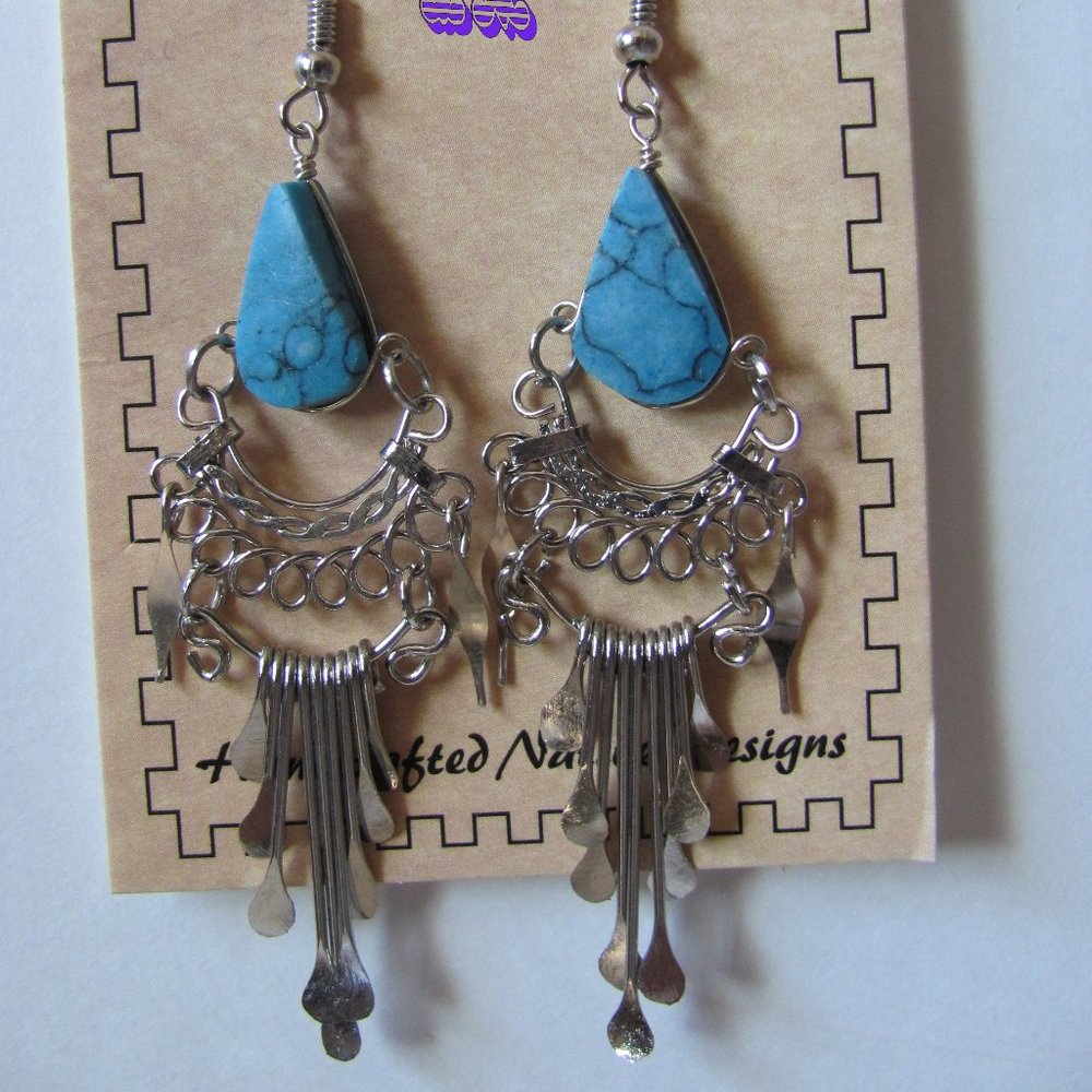 SPIRIT OF NATURE SILVERTONE & TURQUOISE EARRINGS